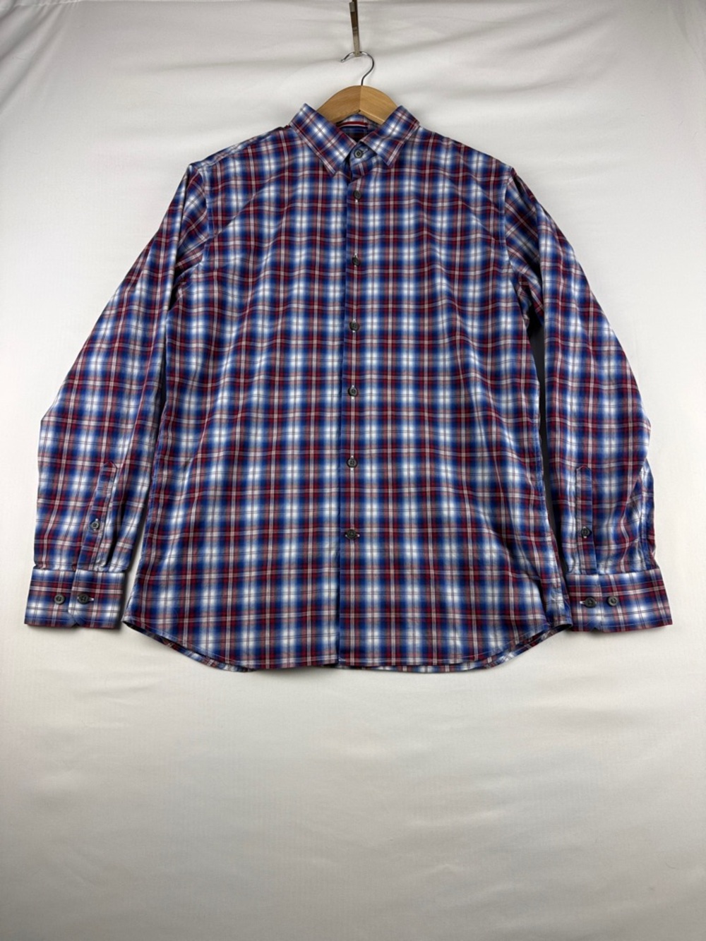 Banana Republic Button Down Shirt Men’s M Red White Blue Stretch